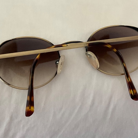 Designer sunglasses gold metal/ tortoise oval  gradient light brown lenses italy - Picture 3 of 9